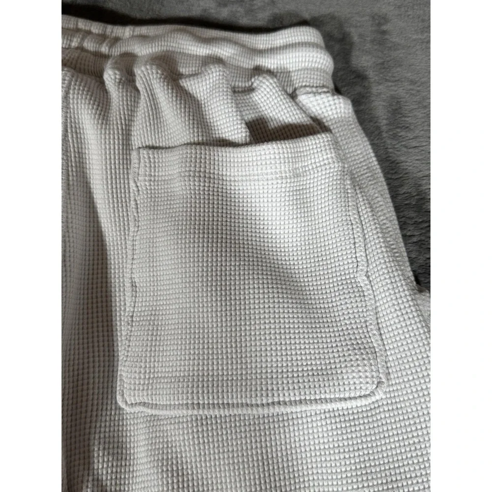 YoungLA Pants Mens Medium Gray Thermal Waffle Knit Joggers Pockets Elastic Waist